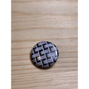 Vintage Lack Basket Weave Metal Button